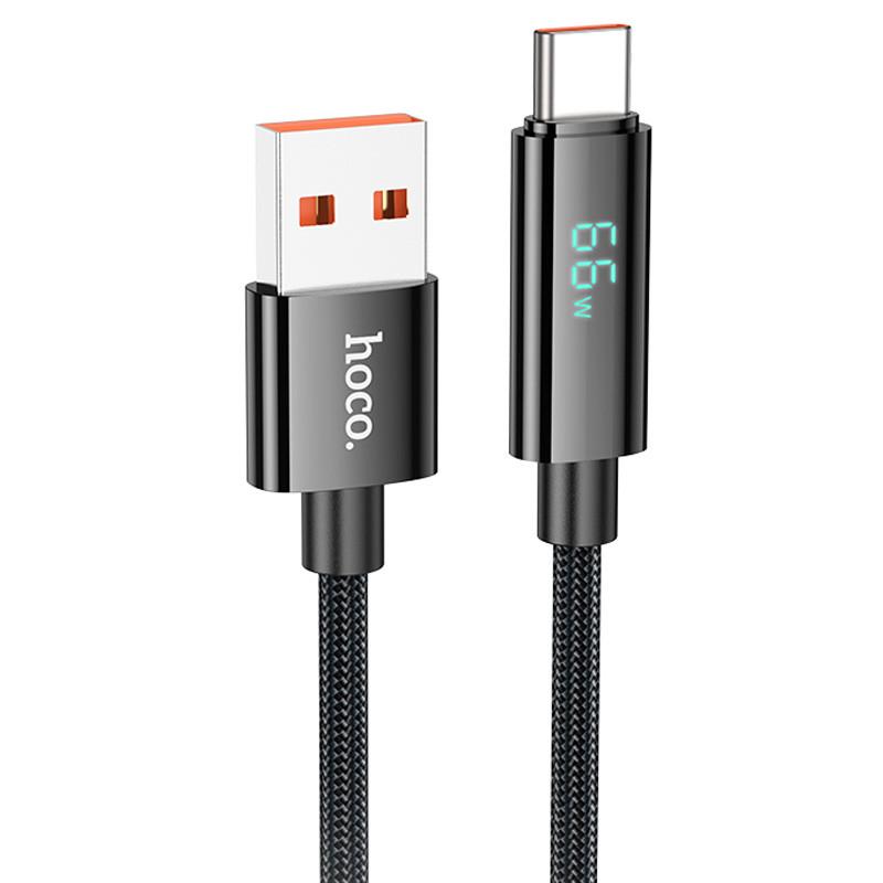Дата-кабель Hoco U125 Benefit 5A USB to Type-C with display 1,2 м Black (00000069092_1)