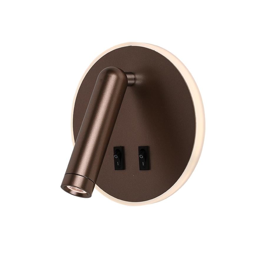 Настенный светильник светодиодный Levistella 806V306R CF 4000K с двумя выключателями коричневый (119536)