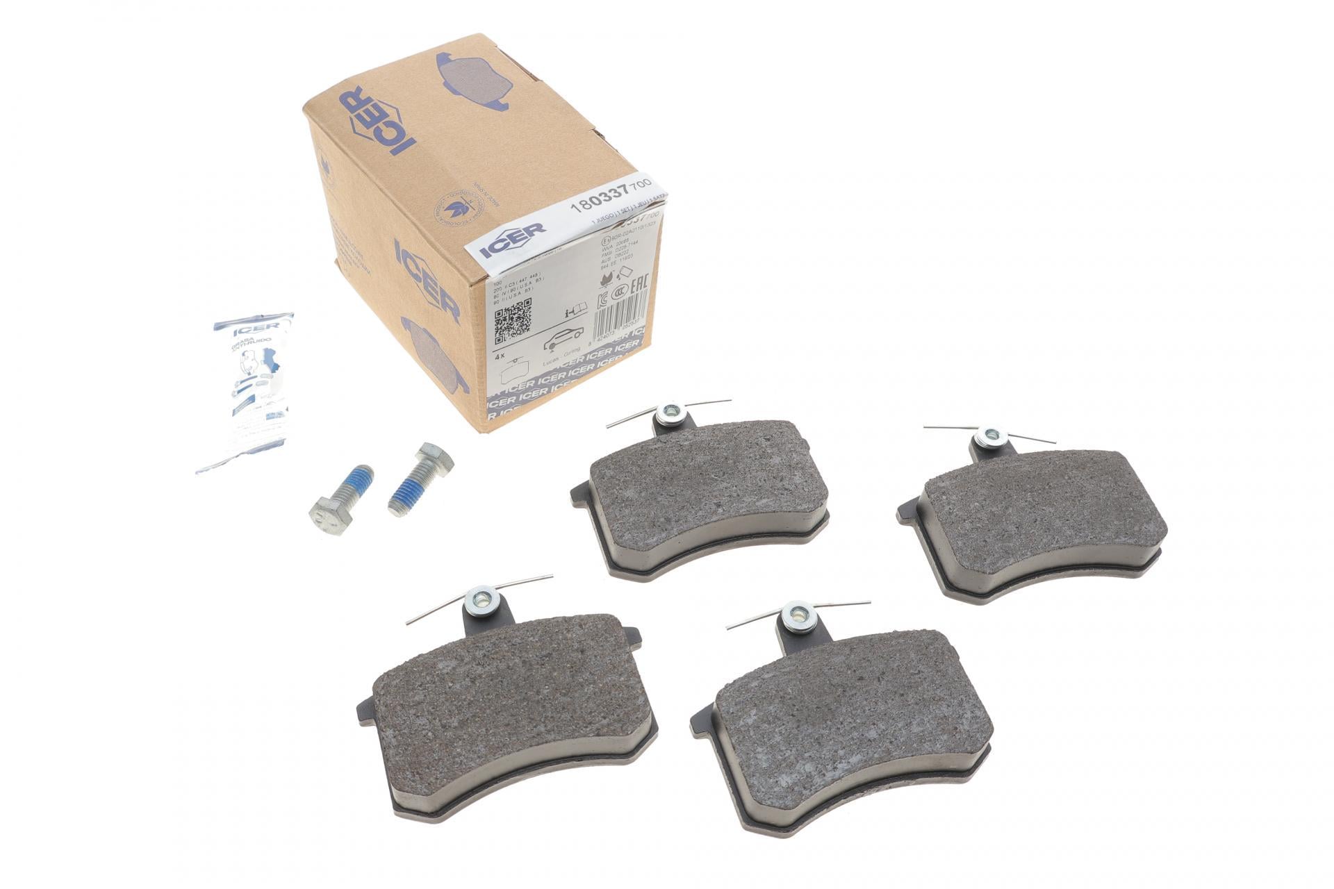 Колодки тормозные задние ICER Audi 80 91-95/90 87-/100 70-/Fiat Croma 85-96 (180337-700)