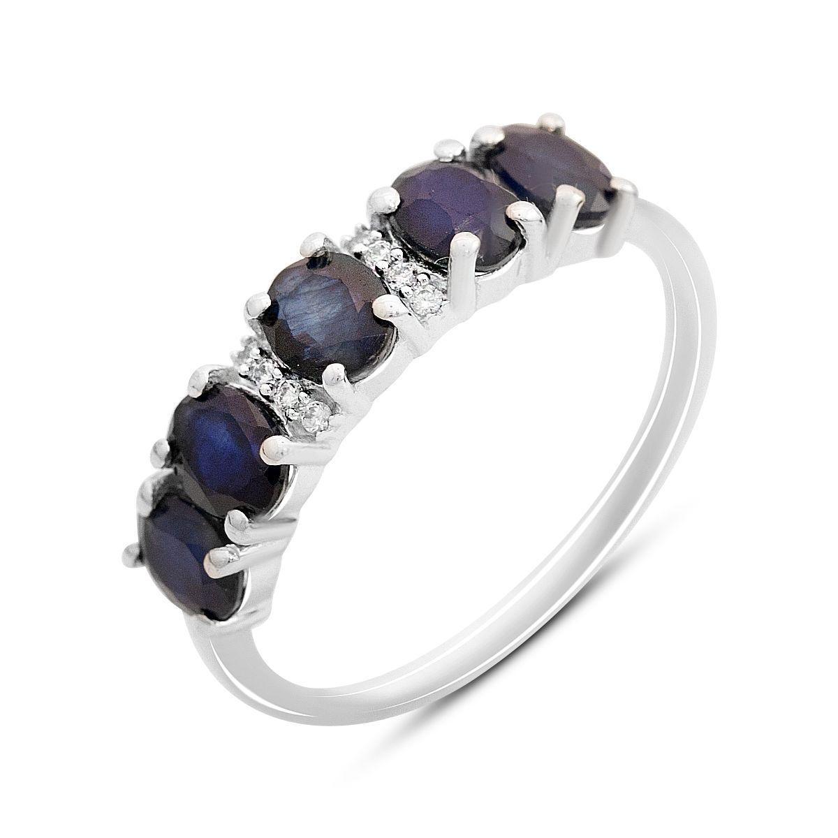 Кольцо серебряное Tiva с натуральным сапфиром и фианитами 2,44 ct 2,21 г р. 18 (2165033)