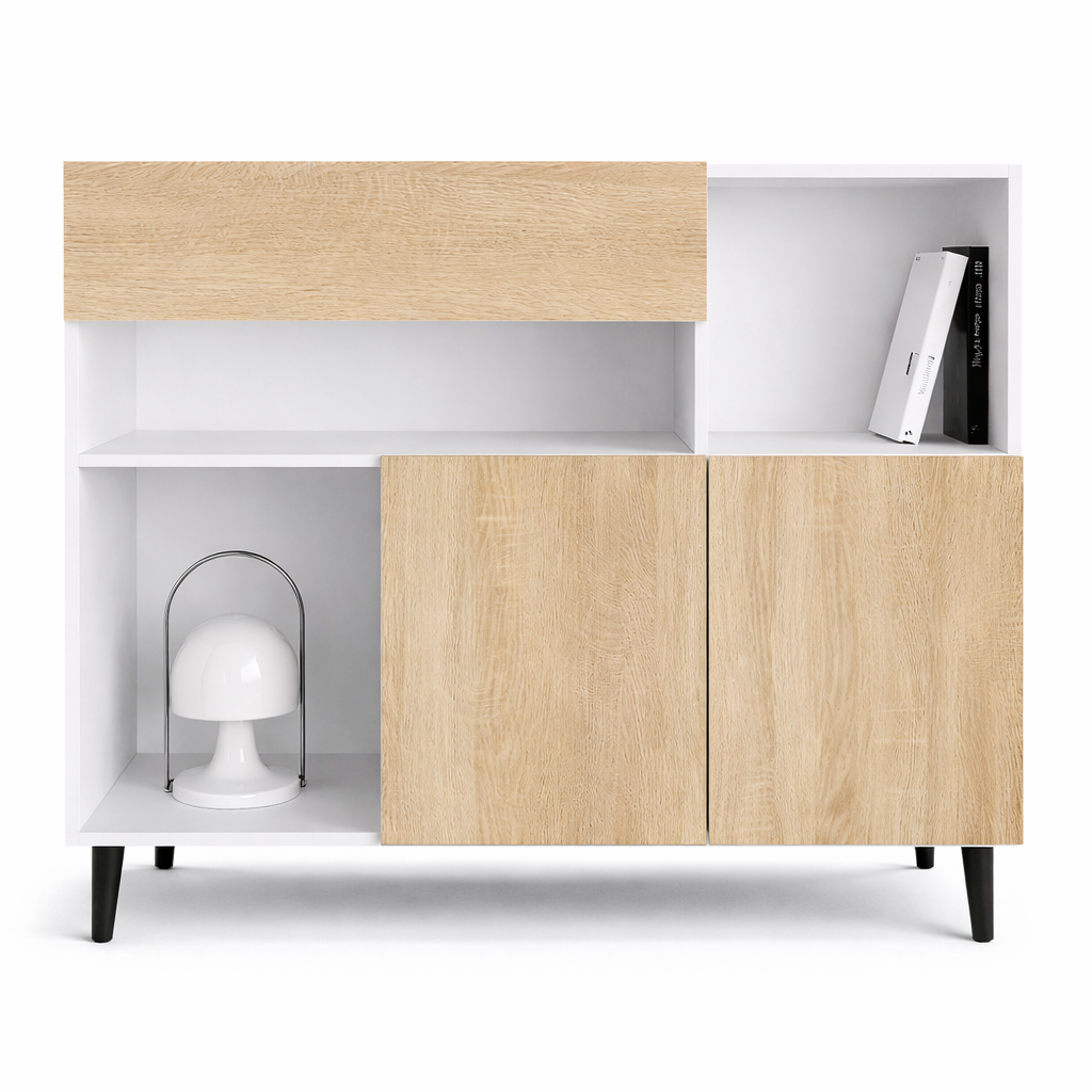 Комод с ящиком и двумя секциями с дверцей (RM1B2F1200WHDS)