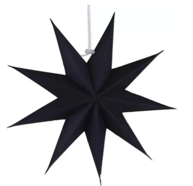 Звезда картонная матовая девятиконечная 30 см Черный (16902)