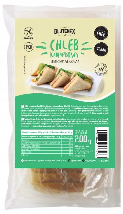 Хлеб без глютена Glutenex PKU 200 г для сэндвичей низкобелковый (5901866003967)