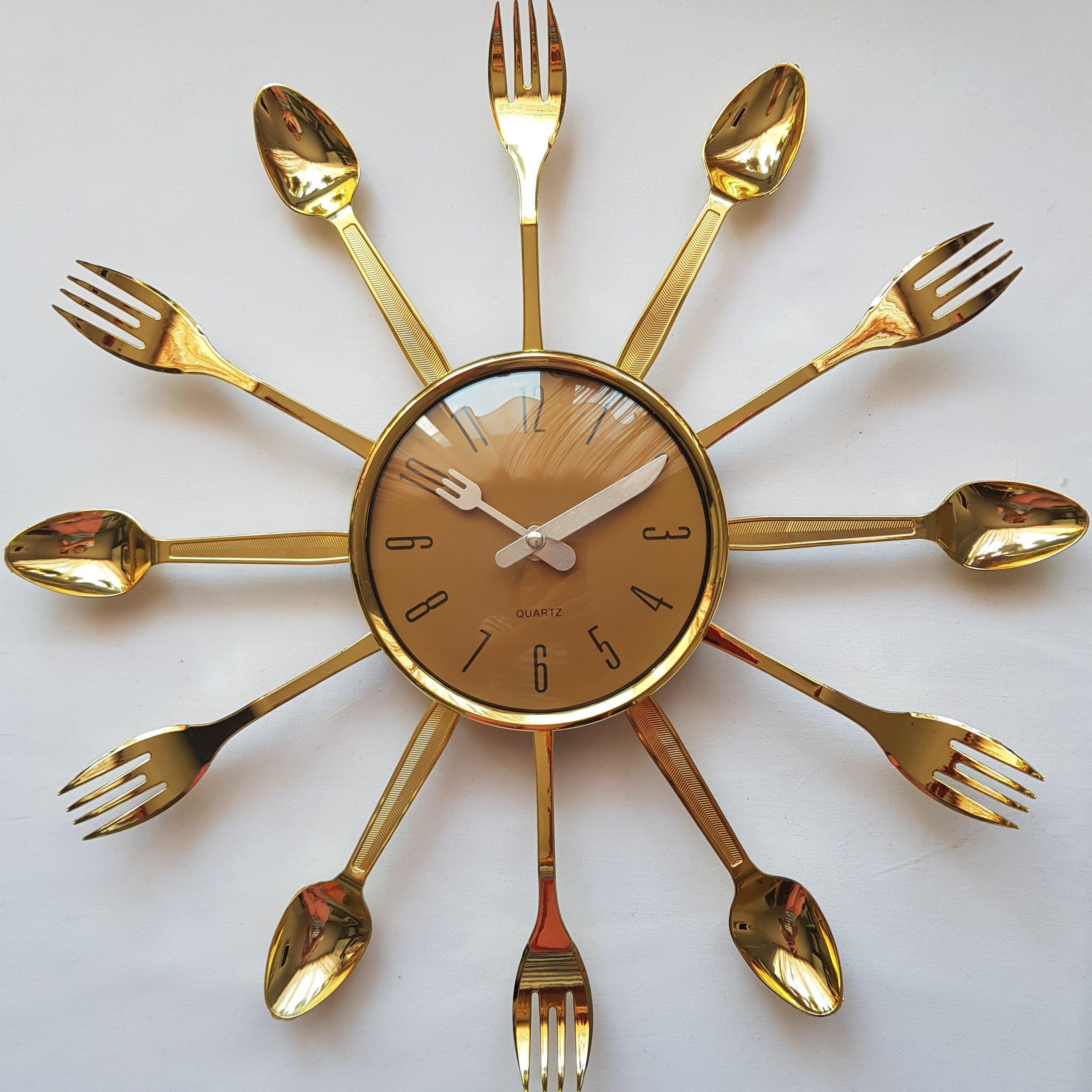 Часы настенные кухонные Time Ложки-вилки 33 см Золотой