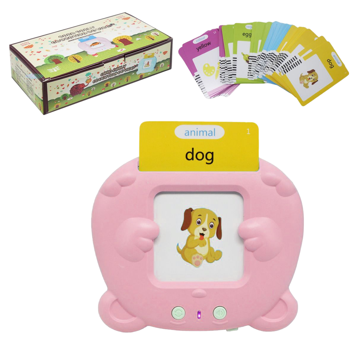 Алфавит карманный Монтессори 112 карт в коробке 224 слов Розовый