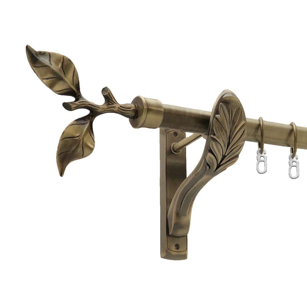 Карниз металлический Orvit Листок Розы однорядный ретро/гладкая труба/кольцо металлическое Антик 25 мм 240 см (4224687)