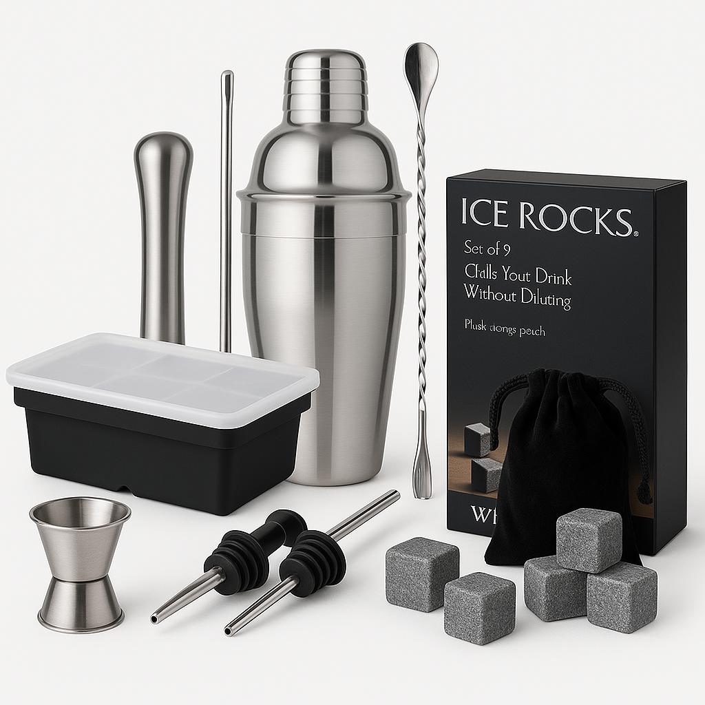 Набор барных аксессуаров 6в1 с шейкером 550 мл и 9 охлаждающими камушками с формой для льда (2700536081)
