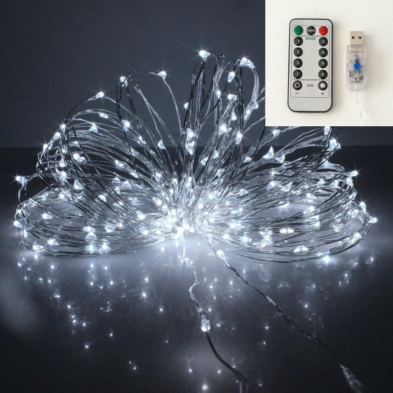 Гирлянда нить капля росы 20 м 200 LED ламп USB с пультом Белый (2043035835)