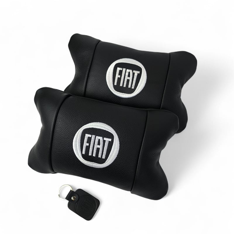 Подушка автомобильная Fiat 7522 на подголовнике кожа 2 шт. Black (36226850)
