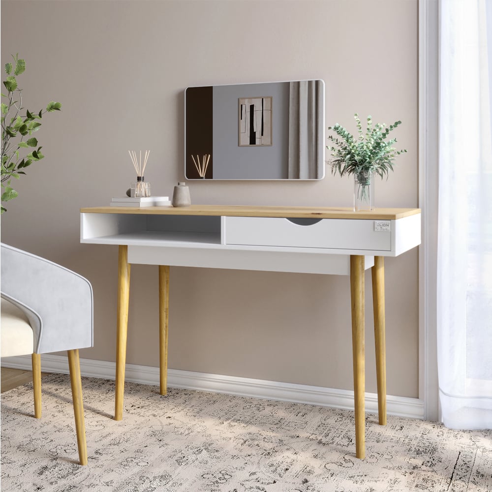 Письменный стол Lion Сканди-1 120,4x48,4x82 см Дуб Артизан/Нимфея Альба (LION-041008)