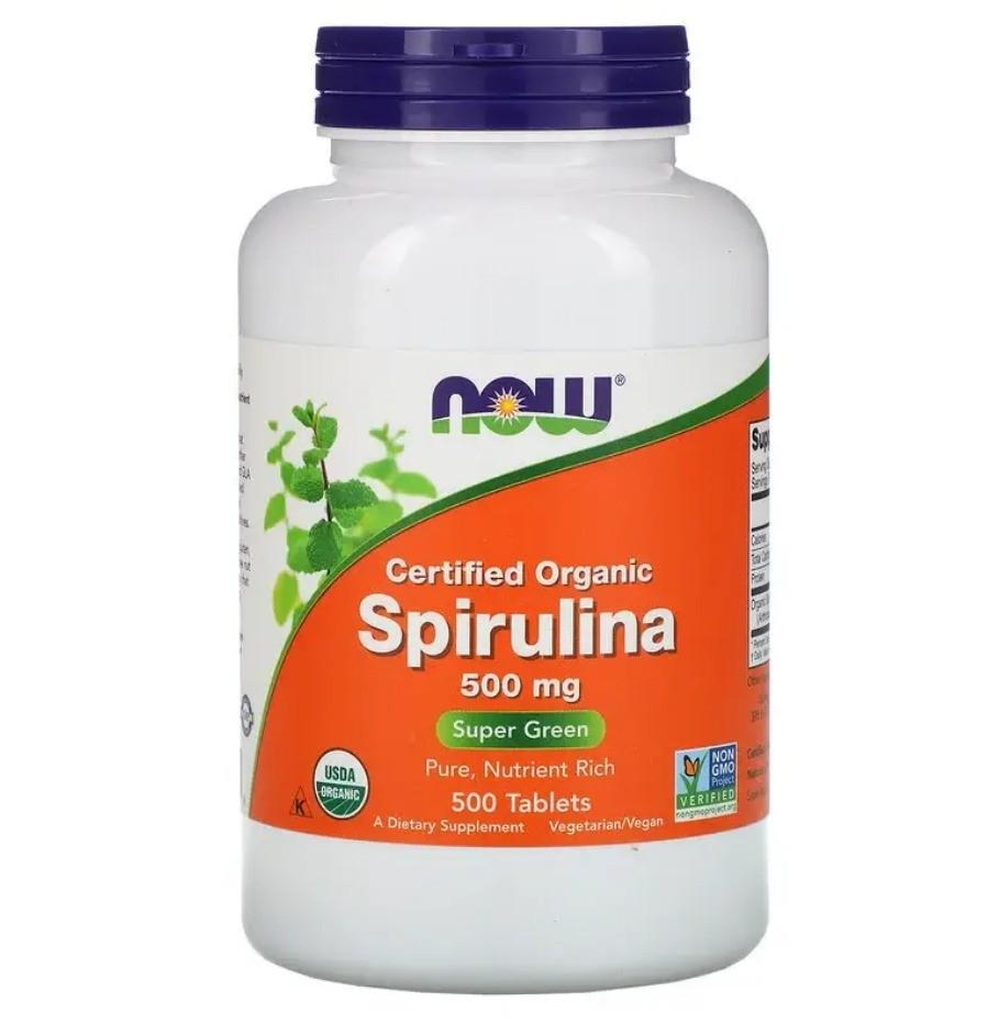 Натуральная добавка Now Foods Spirulina Certified Organic 500 мг 500 таблеток