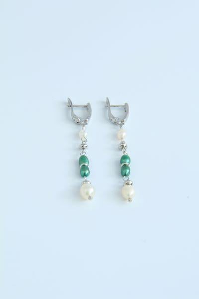 Сережки родовані з натуральними перлами Сілайн ручна робота (ER-0020)