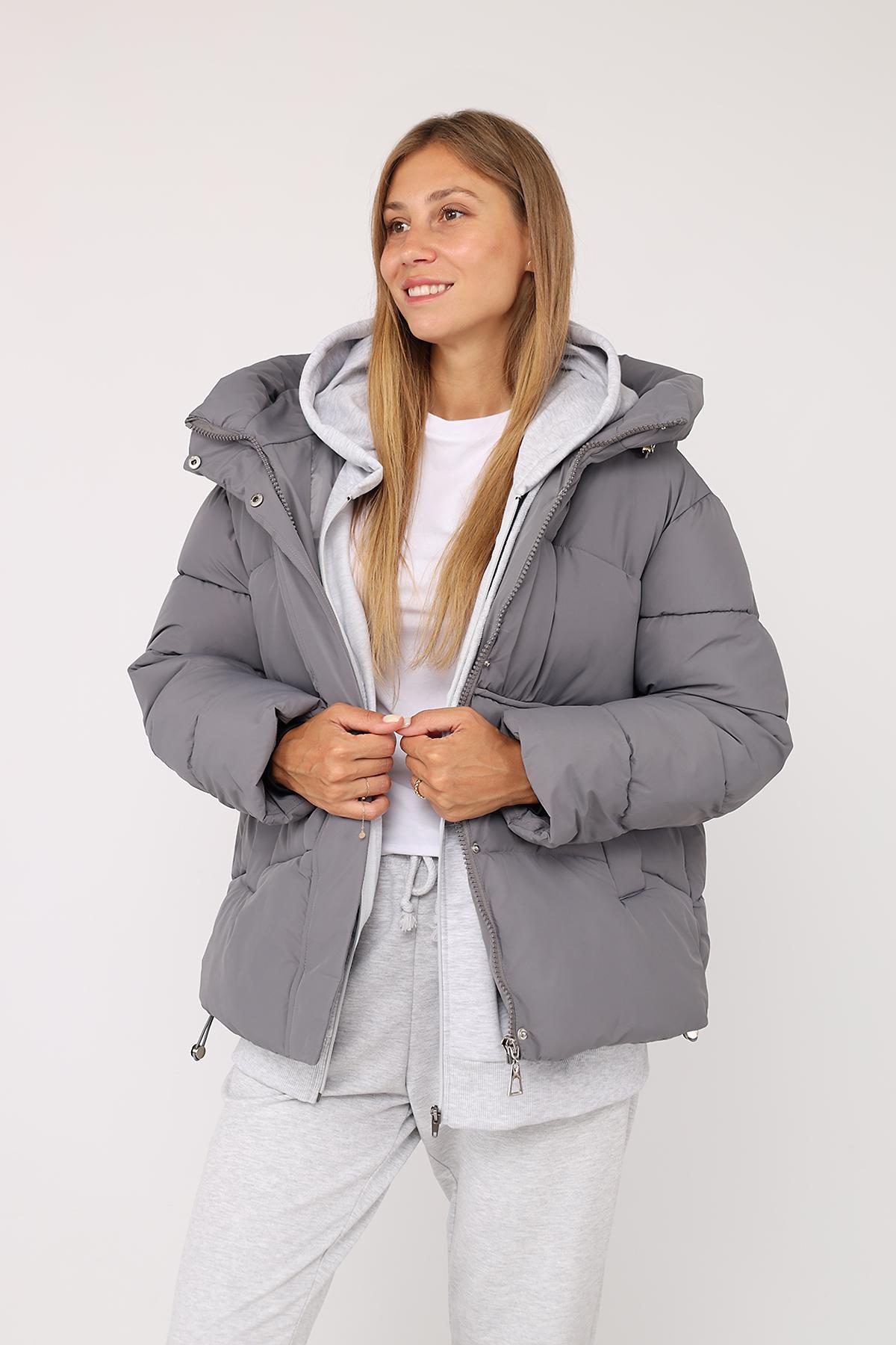 Куртка женская ЦБ-00278210 р. 48 Серый (28422297)