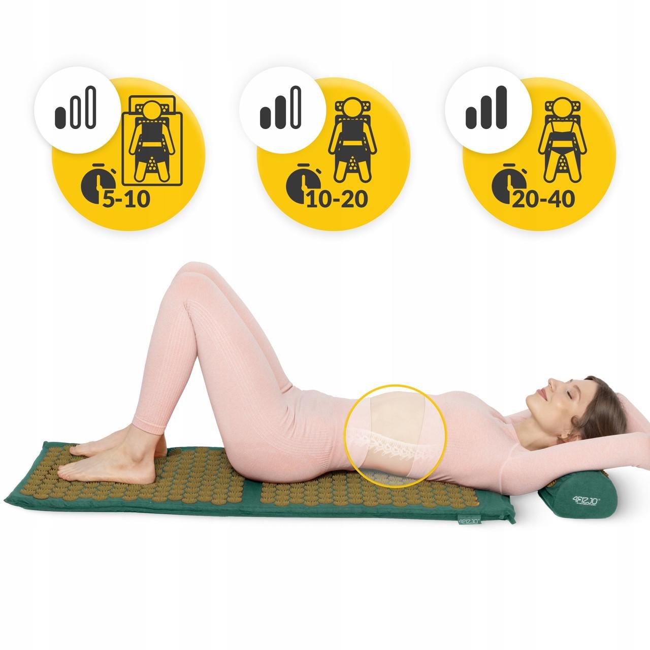 Коврик акупунктурный с валиком 4fizjo Classic Mat XL Аппликатор Кузнецова Navy Green/Gold (P-5907739313317) - фото 5 Коврик акупунктурный с валиком 4fizjo Classic Mat XL Аппликатор Кузнецова Navy Green/Gold (P-5907739313317) - фото 5