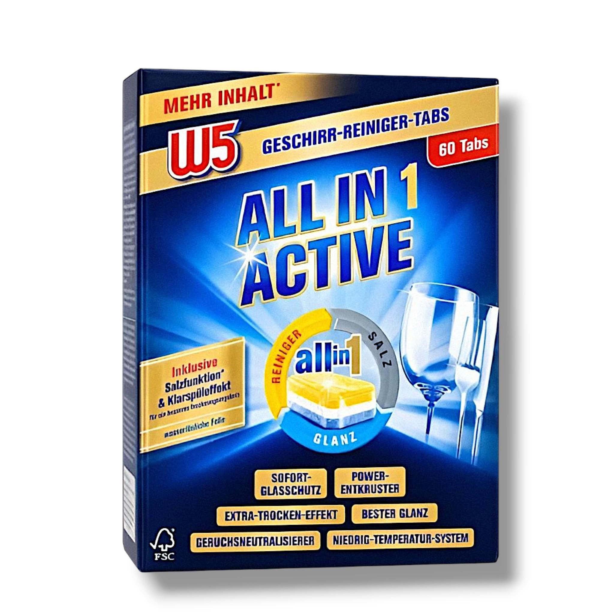 Таблетки для посудомойки W5 All in 1 Active/60 таб. 1275 г (06085w5)
