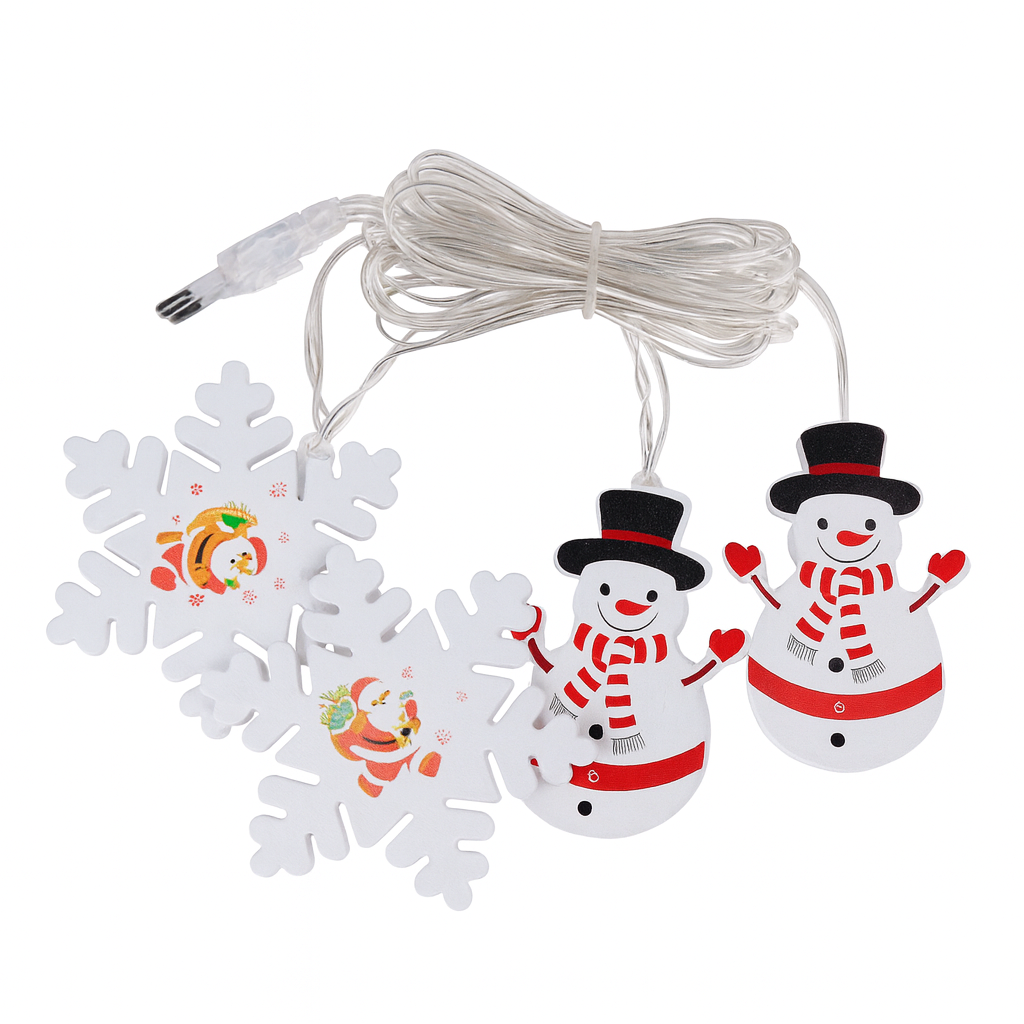 Гирлянда светодиодная Xmas Штора Фигурки 3D снеговика и снежинки 95 лампочек 70 см 3 м Разноцветный (556151)