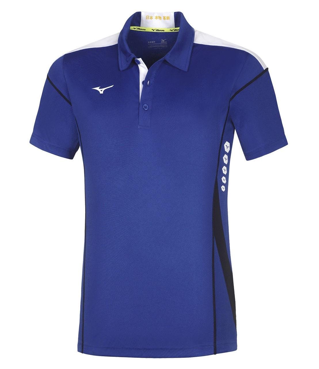 Поло мужское Mizuno Men Hex Rect Polo M Синий/Белый (62EA7001-22 M) - фото 1