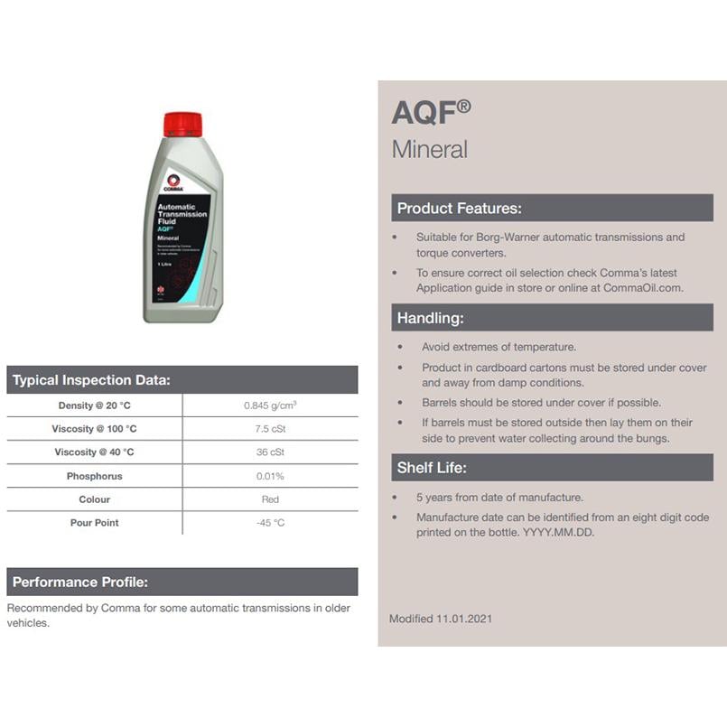 Масло трансмиссионное Comma AQF AUTO TRANS FLUID 1 л - фото 2