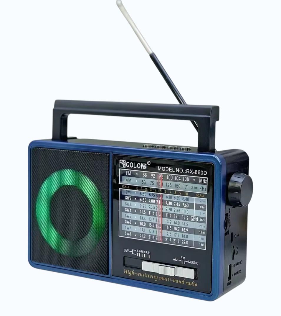 Приемник портативный Golon RX 860 на аккумуляторе с солнечной панелью