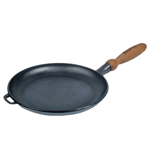 Сковорідка для млинців з дерев'яною ручкою чавунна d24х2,5 см (Т301)