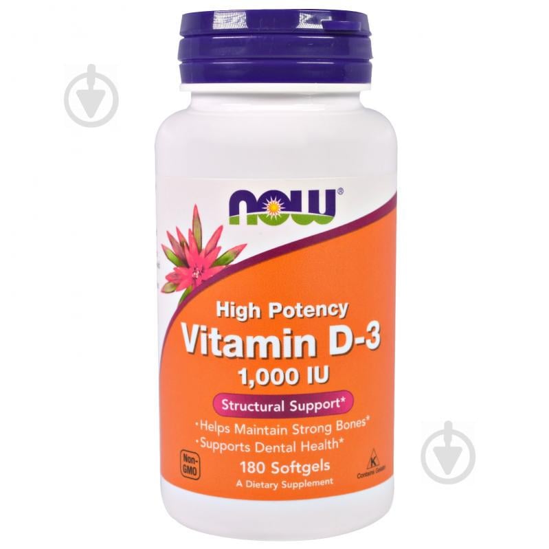 Вітамін D-3 1000IU, Now Foods, 180 желатинових капсул