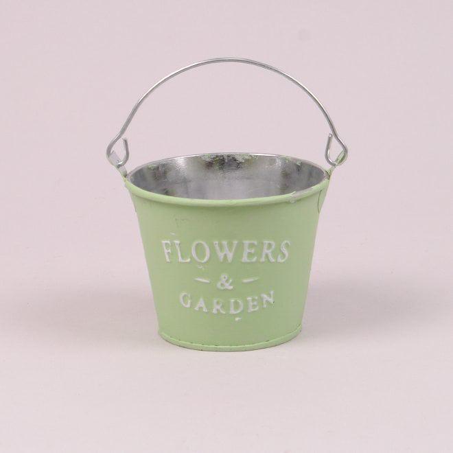 Кашпо металлическое Flora Ведерко Flowers & Garden 38836 Зеленый (DR013642)