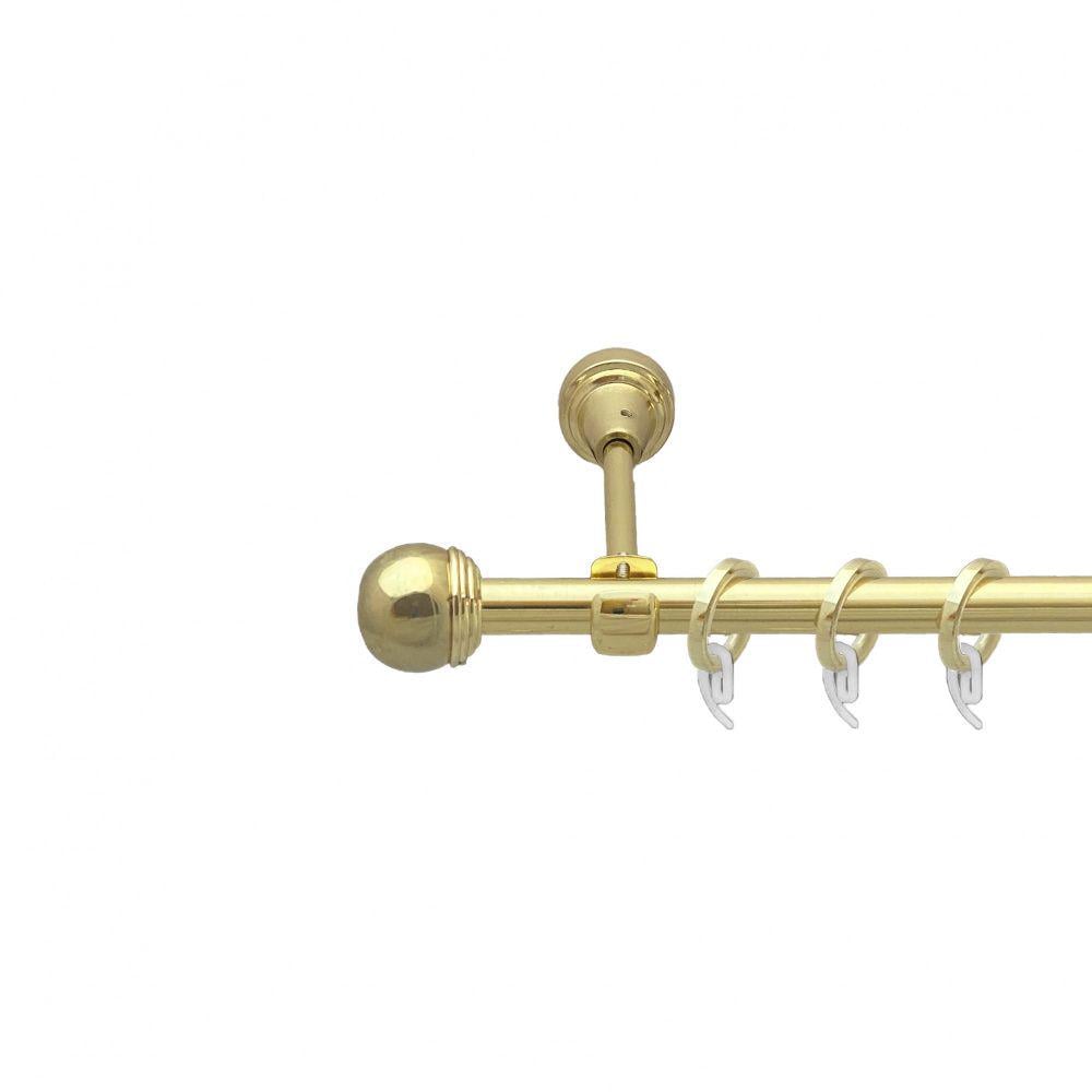 Карниз металлический Orvit Тогда Макс однорядный открытый/гладкая труба/кольцо фасонное металлическое Золото 16 мм 160 см (7751948)