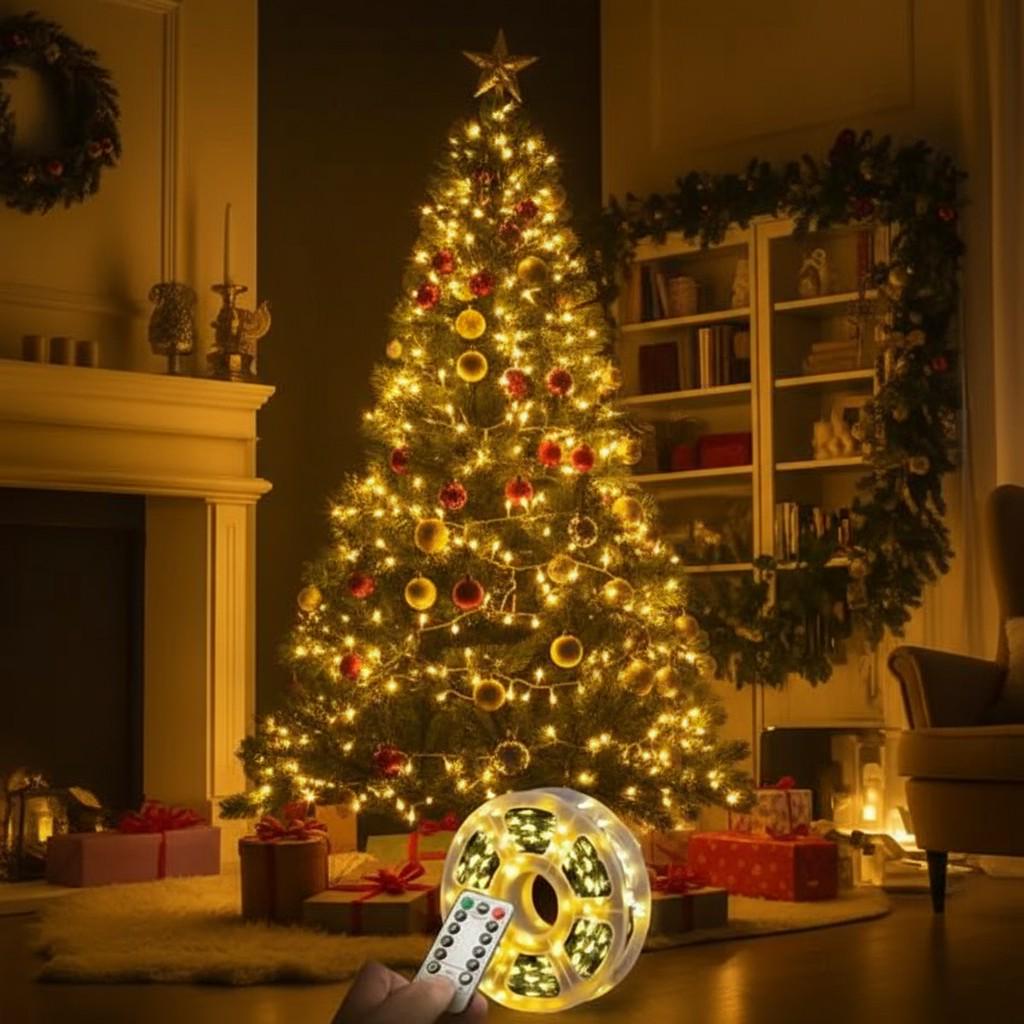 Гирлянда-нить Роса сетевая с пультом на медном проводе 200 м 2000LED Зеленый/Желтый (2000L200MGY) - фото 10