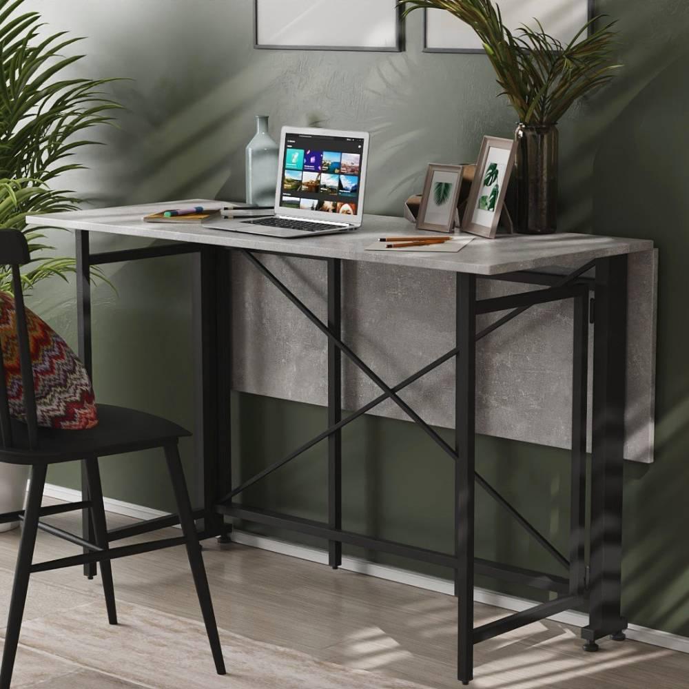 Стол-книга трансформер Ferrum-decor Орион 3 металл/ДСП 16 мм 750x1150x880 мм Черный/Бетон (FRD-105087)