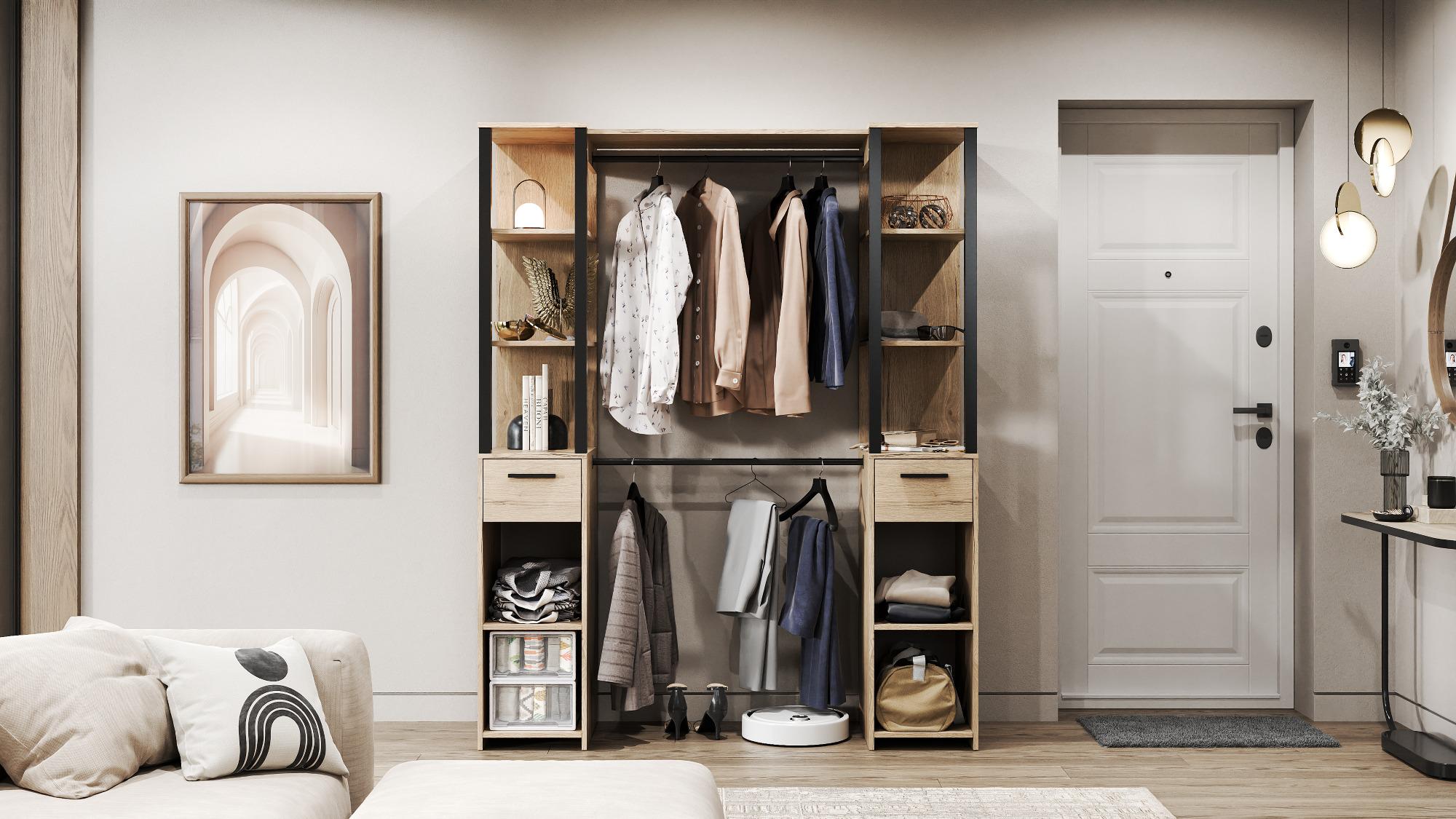 Прихожая Світ меблів Катя 2 из ДСП Дуб крафт серый/Черный (51754)