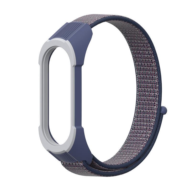 Ремешок для смарт-браслетов с рамкой MiJobs Nylon Loop Plus для Xiaomi Mi Band 4/3 Серо-синий-Синий/Серый (1435P)