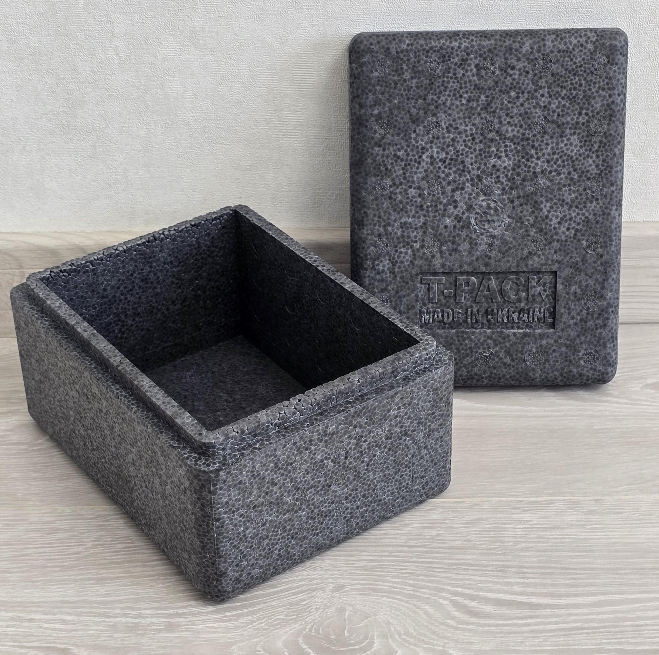 Термоконтейнер T-PACK пенопластовый с крышкой 2,1 л/120х170х200 мм Графитовый (14769737) - фото 4