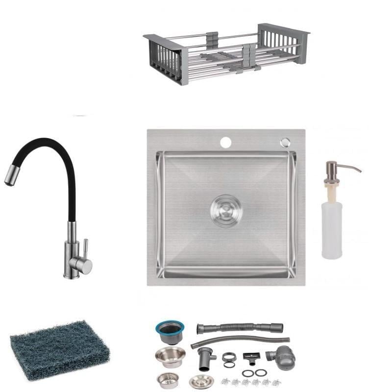 Мойка для кухни H5050 Brush 30/08 мм Lidz/смеситель Aria для кухни 04R-BFS гибкий Lidz и губка для полировки металла