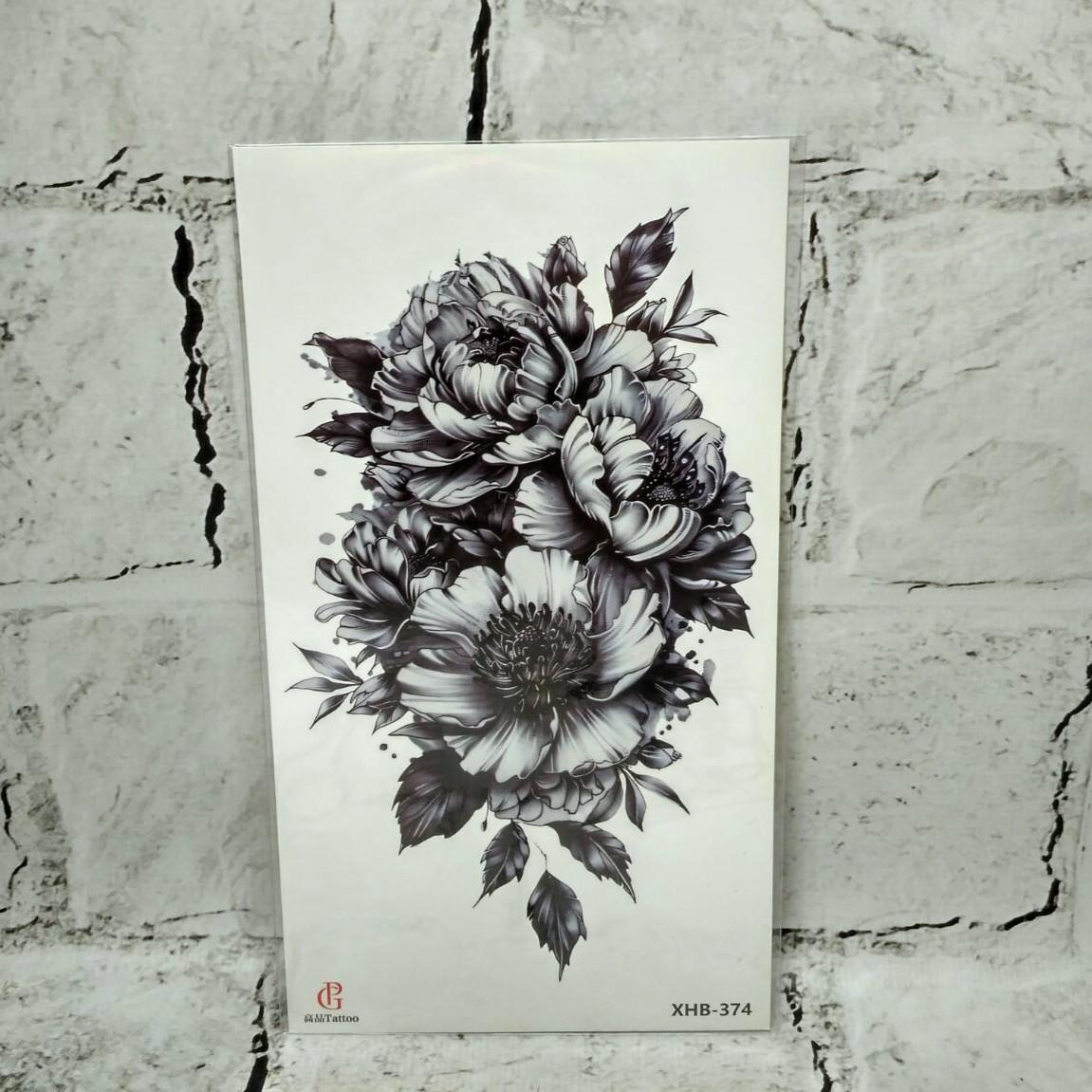 Тату временное Цветы лист 11,5x21 см (XHB-374)