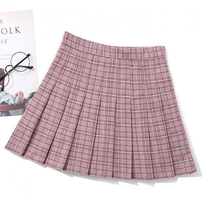 Юбка с шортами Аниме клетчатая в складку 170 см L Нежно-розовый (6605)