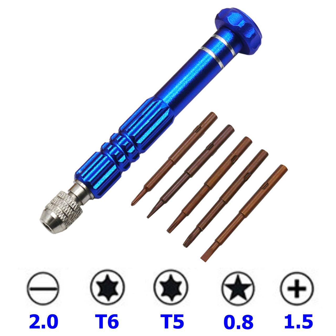 Викрутка прецизійна цангова 5 намагнічених змінних жал Blue (137757) - фото 2 Викрутка прецизійна цангова 5 намагнічених змінних жал Blue (137757) - фото 2