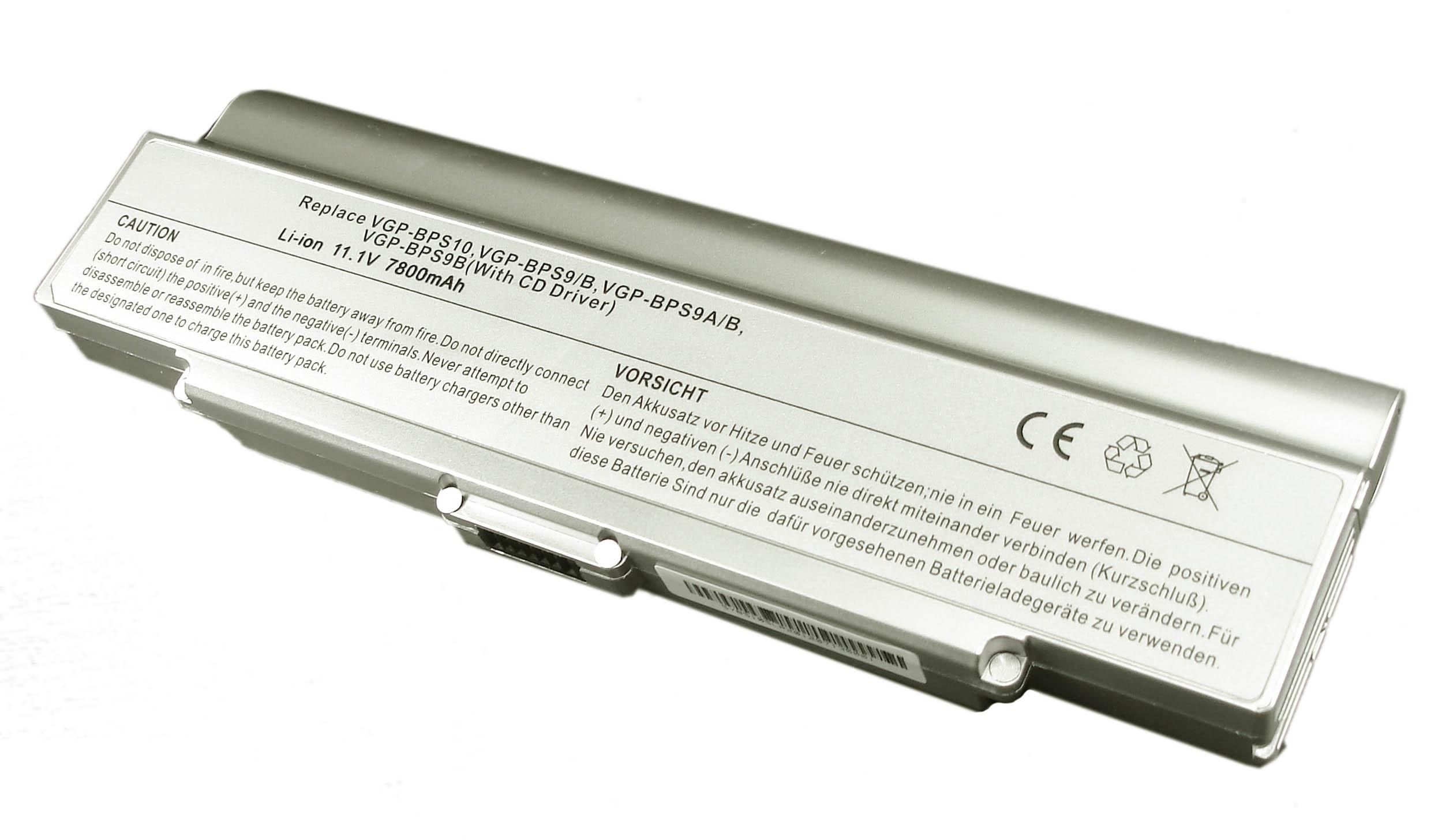 Аккумулятор для ноутбука Sony VGP-BPS9B VAIO VGN-NR260E 11,1 V Silver 7800 mAh (004036)