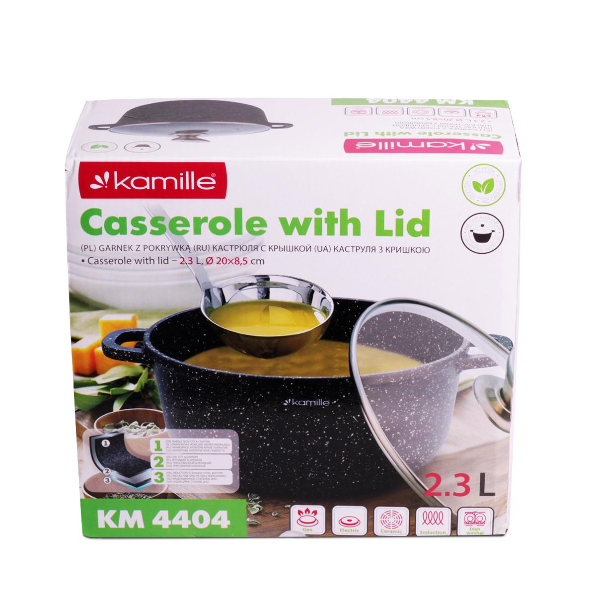 Кастрюля со стеклянной крышкой и антипригарным покрытием Kamille КМ-4404 из литого алюминия 2,3 л Черный мрамор (150-84-4404) - фото 5 Кастрюля со стеклянной крышкой и антипригарным покрытием Kamille КМ-4404 из литого алюминия 2,3 л Черный мрамор (150-84-4404) - фото 5