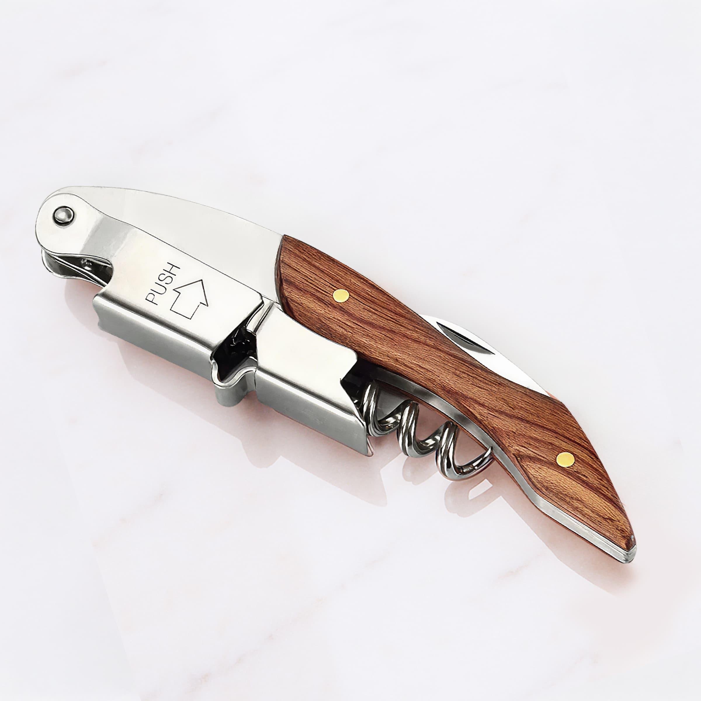 Ніж сомельє з відкривачкою та пилкою Olin & Olin складаний з дерев’яною ручкою 12 см (8391-NR-b-02)