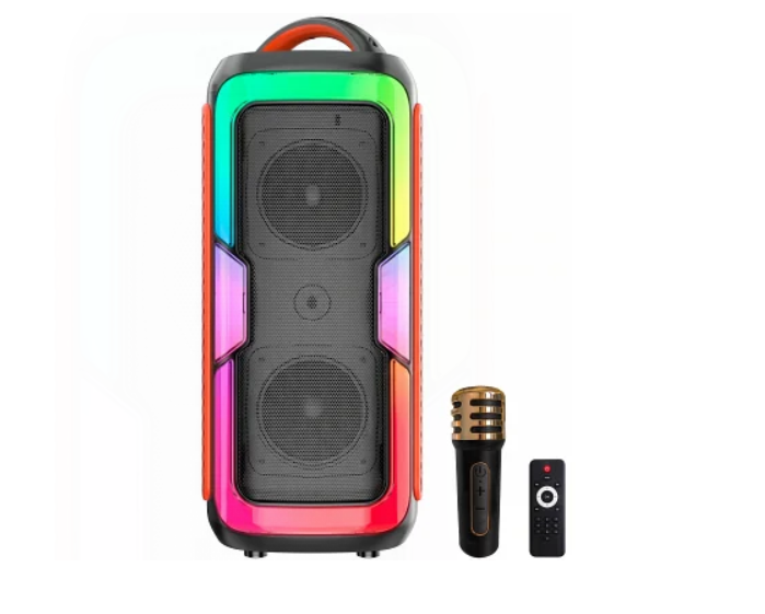 Портативна колонка jqs4407 20 вт з rgb-підсвіткою і двома динаміками та бездротовим мікрофоном (3452)