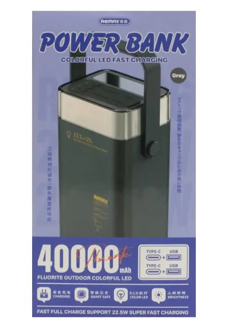 Повербанк Remax RPP-596 Fluorite PD 20W/QC 22,5W 40000 mAh Серый (18145337) - фото 8