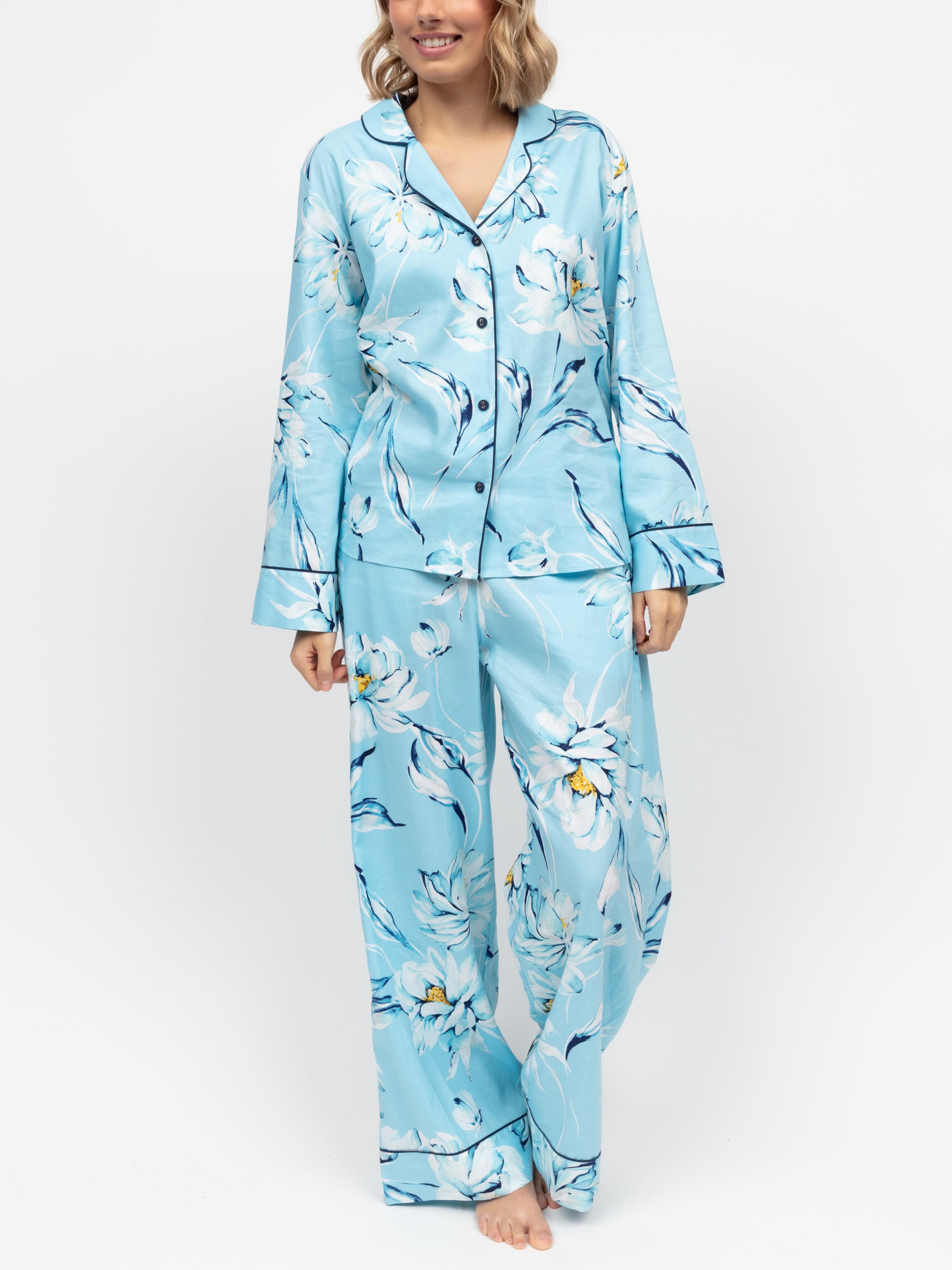 Пижама женская CYBERJAMMIES 5062-5063 XS Голубой с цветочным принтом (5051877606746)