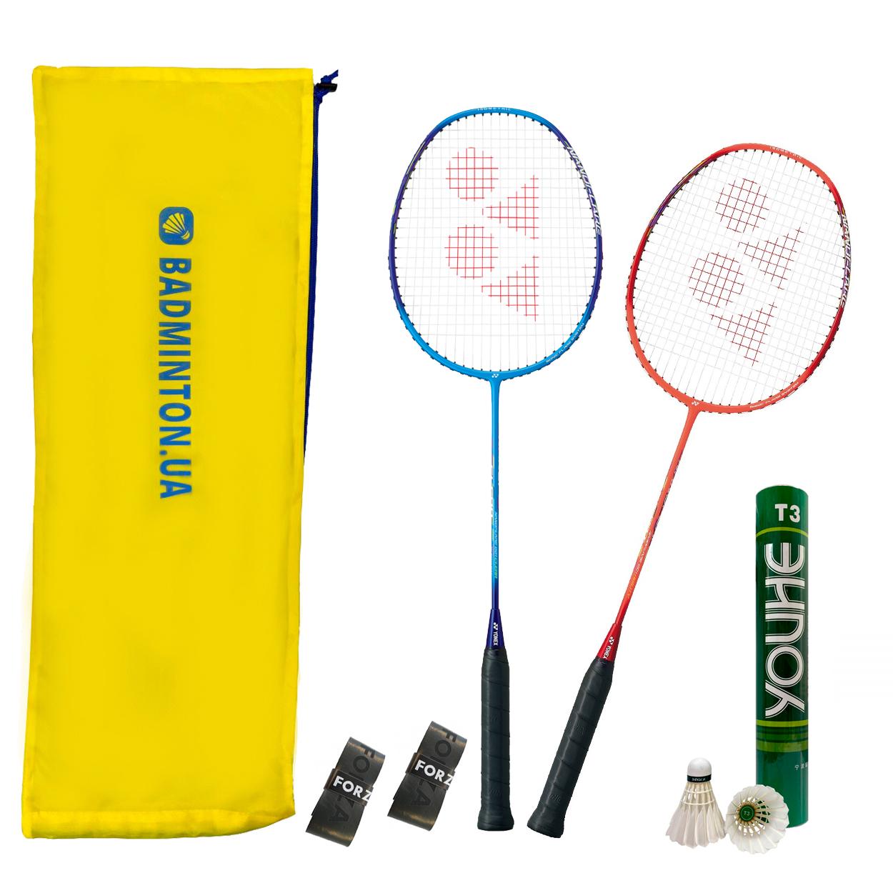 Набор для бадминтона Yonex Elite  2 ракетки/12 перьевых воланов/2 намотки/мешок (BDSETYXELT)