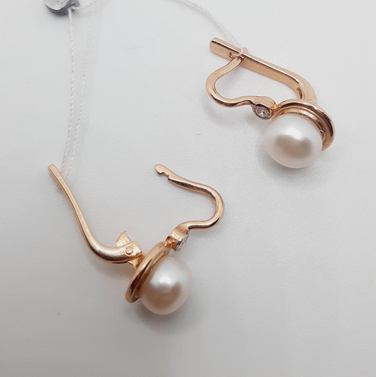 Серьги золото белый жемчуг 585° 4,05 г (1776551680)