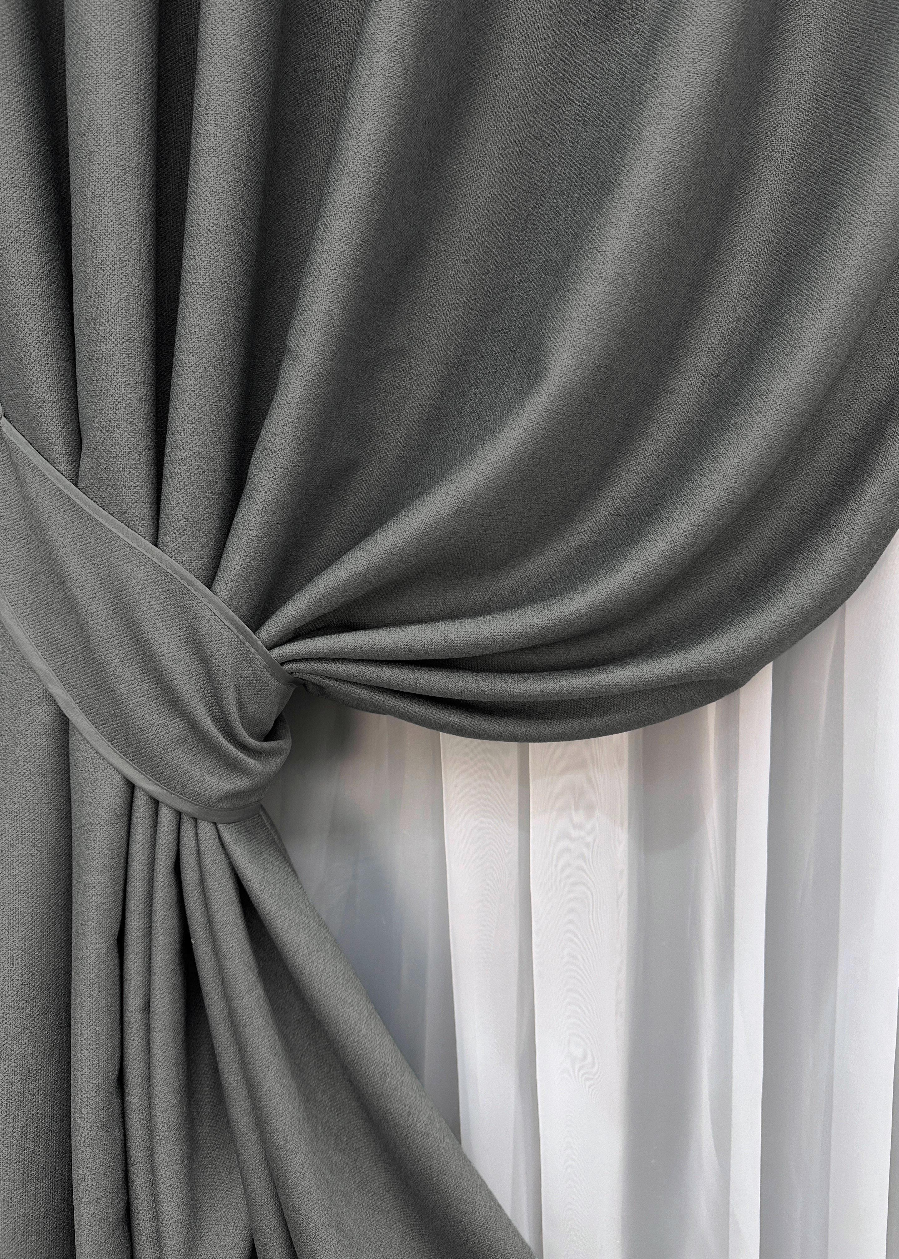 Комплект готовых штор VR-Textil Шенил однотонный № 1592ш 150х270 см 2 шт. Серый (33-0557) - фото 5