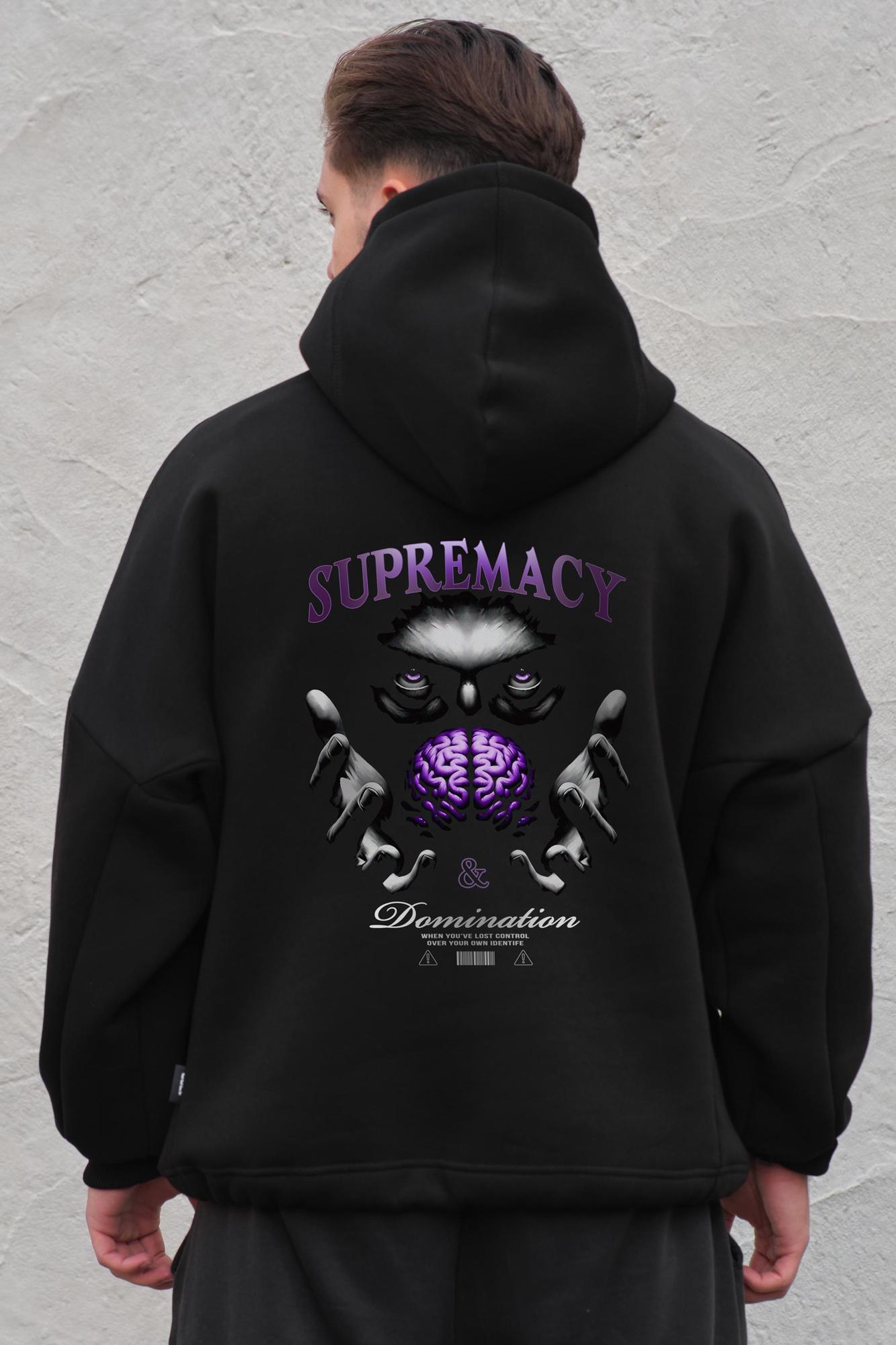 Худи на флисе Without с капюшоном и принтом Supermacy оверсайз Black (8055554)