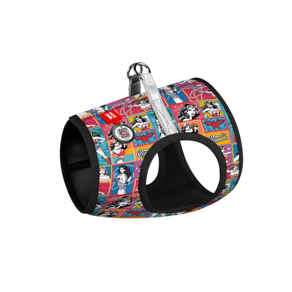 Шлея для собак мягкая Waudog Clothes Чудо-женщина комикс с QR паспортом S2 46-50 см х 43-45 см (1012-4009 Col)