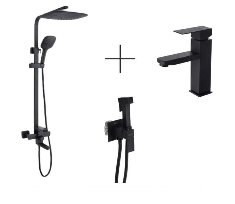 Душевая система Kroner-SCH063/кран для раковины Kroner-SCH010 и смеситель с гигиеническим душем Kroner Kubus-SCH053 - фото 9 Душевая система Kroner-SCH063/кран для раковины Kroner-SCH010 и смеситель с гигиеническим душем Kroner Kubus-SCH053 - фото 9