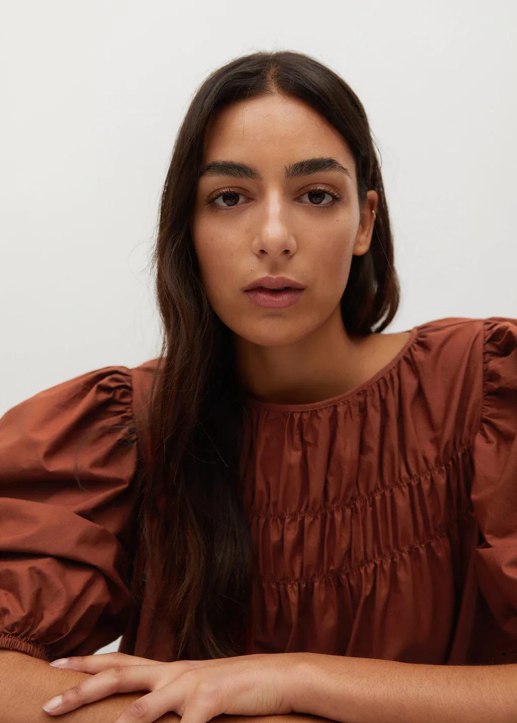 Блузка Mango с вышивкой M Кирпичный (9850794) - фото 5 Блузка Mango с вышивкой M Кирпичный (9850794) - фото 5