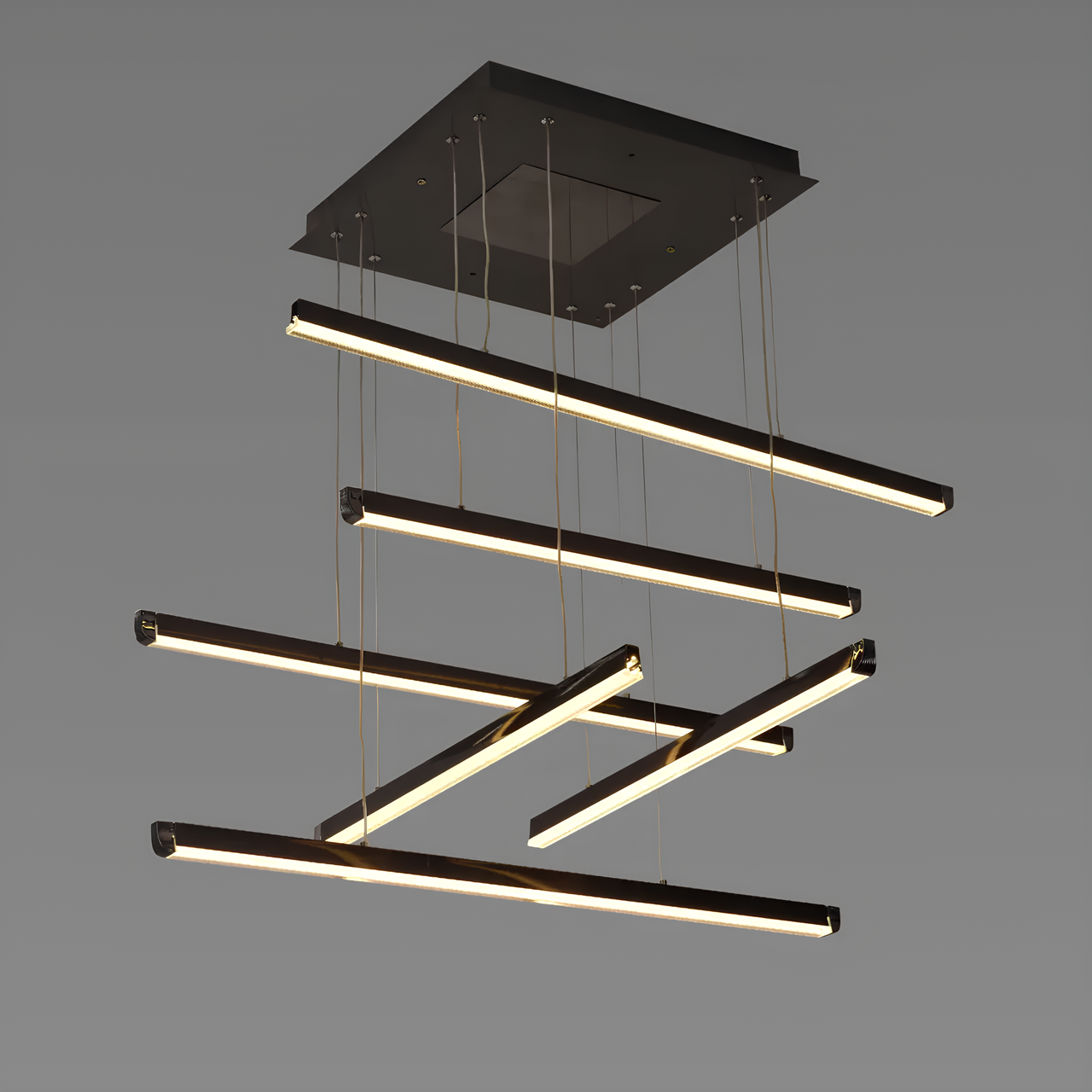 Люстра светодиодная Valeso с линейными рассеивателями 96W 3000-6000К Черный (V 1131 BK)